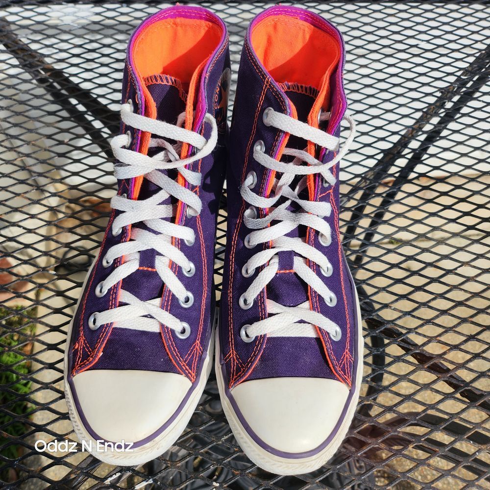 Converse Chuck Taylor All Star High Top Purple Orange Canvas Sneakers Women US11 - Picture 15 of 15